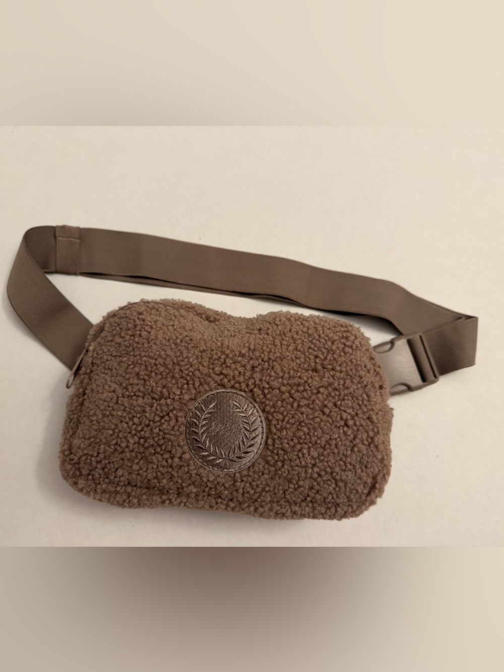 VS PINK Gray/Brown Sherpa Crossbody/Fanny Pack Bag